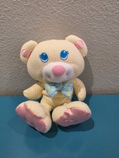 Fisher Price 1994 Cozies Bear Cream 10" Waffle Weave Blue Eyes Stuffed Plush Toy