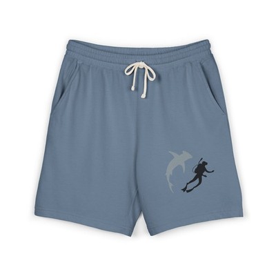 SCUBA Diver Swimming with Hammer Head Sharks Garment-Dyed Sweat Shorts