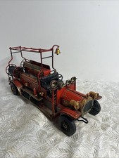 Vintage Style FireTruck Metal Model 16 Inch Red Fire Engine Decor Collectible