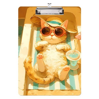 Cute Cat Acrylic Clipboard, 9x12.5, Letter Size, Low Profile Clip, Decorative