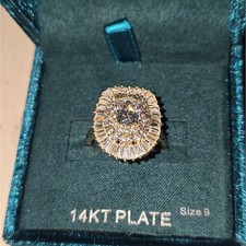 Simply SILVER VERMEIL Gold PLATED Silver COCKTAIL Ring SIZE 9 NEW