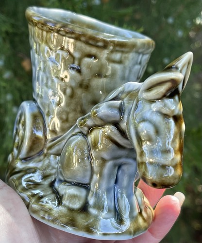 Vintage Shamrock Pottery Ireland Donkey Cart Vase Pflanzgefäß Irland signiert