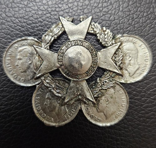 WWII Canadian Coin Sweetheart Brooch 1941 Military Folk Art