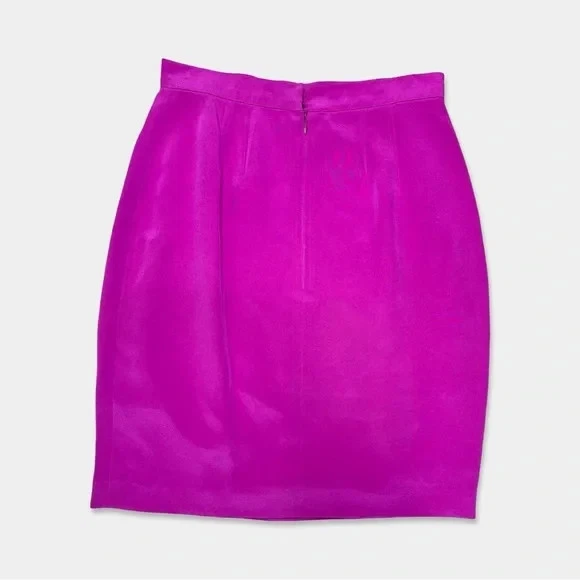 Falda de seda hasta la rodilla PAMELA DENNIS talla 10 color rosa usada en excelente estado Foto 2 de 2