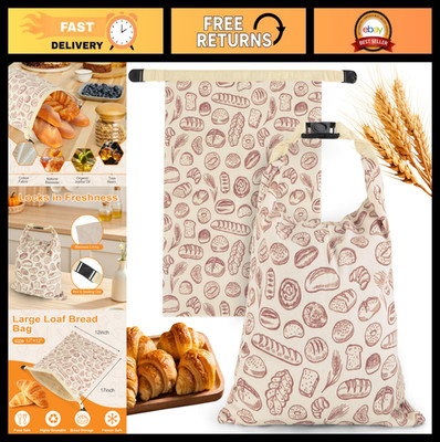 2 Pack Reusable Beeswax Bread Bags - Eco-Friendly Cotton Storage for Fresh Homem