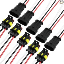 3 Pin Way Auto Waterproof Electrical Connector Pigtail With Wire 18 AWG Marine f