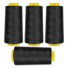 4 Pack Serger Thread Cones 3000 Yards Each Black 40S/2 Polyester Sewing Spool