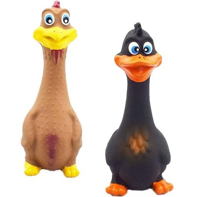 2x  Shrilling Screaming Rubber Chicken Pet Bite Toy Quietschendes Kauspielzeug