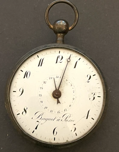 Antique Breguet A Paris With Date Calendar Verge Fusee Pocket Watch Good Balance