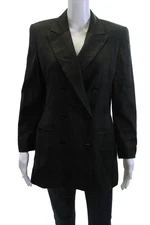 Escada Margaretha Ley Unisex Plaid Wool Blazer Collar Button Size 34