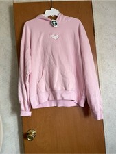 Aeropostale Pastel Coquette Pink Heart Patch Hoodie Size Medium