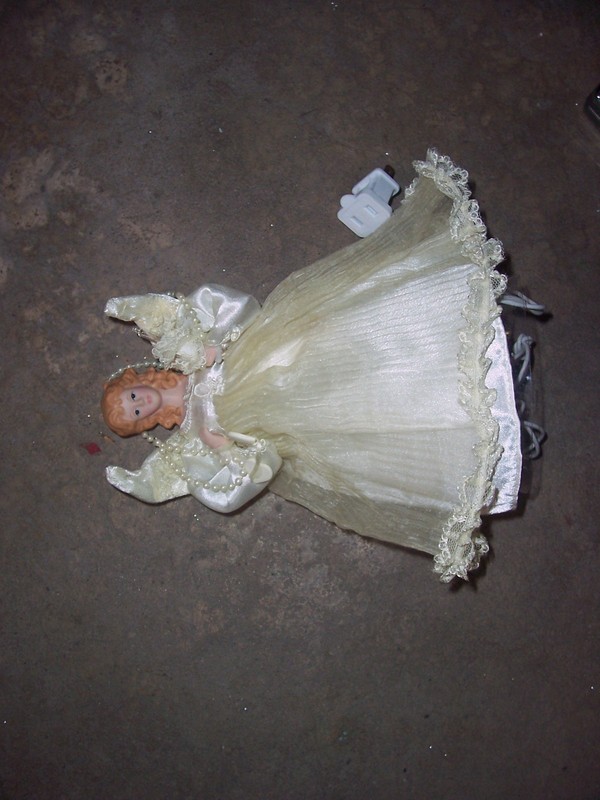 Porcelain Angel Tree Topper Approx 8 Inches Good Condition clear lights