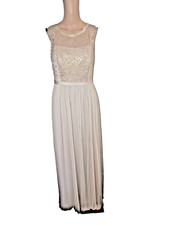 David’s Bridal Women's Ivory Champagne Lace Sequin Pleated Gown Size 8 W012D