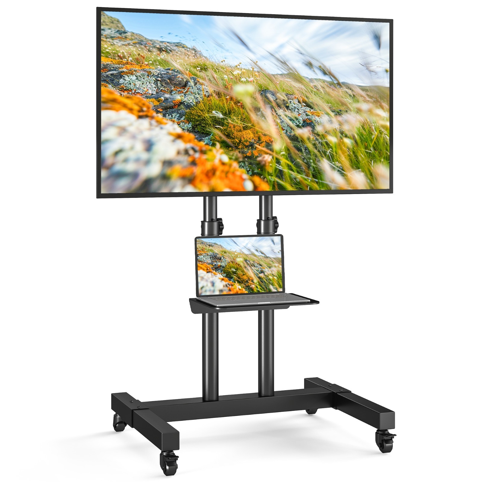 Rolling Tv Cart W/mount Lockable Wheels For 32 47 55 83 Inch Tvs