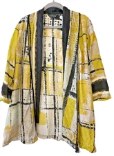 Citron Santa Monica Size Small Kimono Open Cardigan Boho Art to wear Lagenlook
