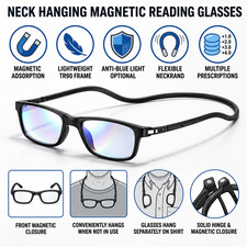 Magnetic Neck Hanging Reading Glasses Front Connect Unisex Adjustable Reader Top