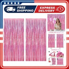 2 Pack Glitter Pink Backdrop Curtains for Birthday Party Decorations