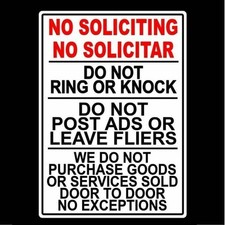 No Soliciting No Solicitar Do Not Ring Knock ...