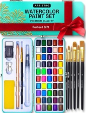 ARTISTRO 50 Watercolor Paint Set - Portable Paint Kit - Perfect for Gifting to A