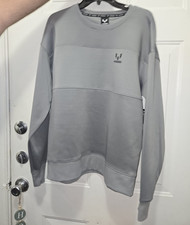 Messi Logo Men s Gray Solid Crew Neck Pullove...