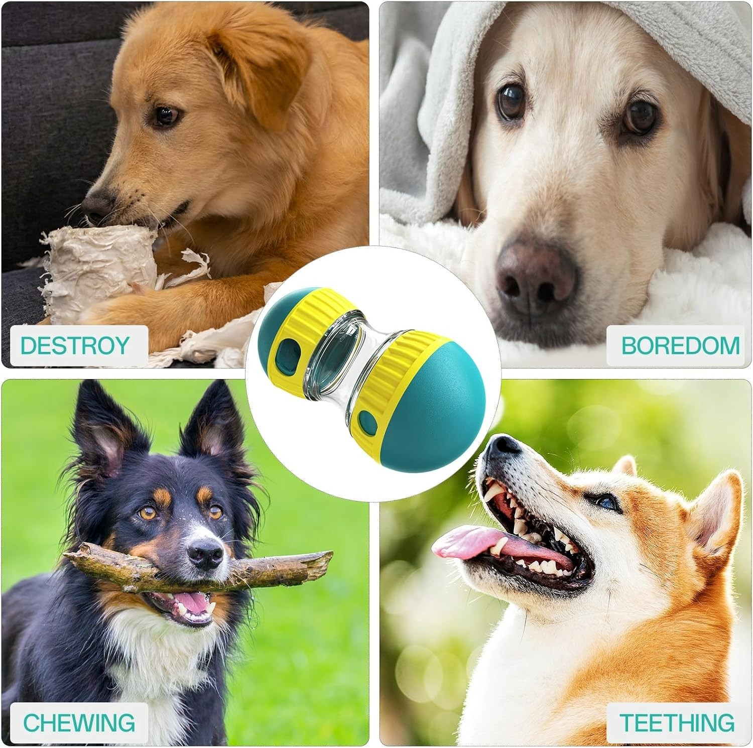 Adjustable Dog Treat Dispenser Slow Feeder Interactive Food Puzzle Toy Puppies