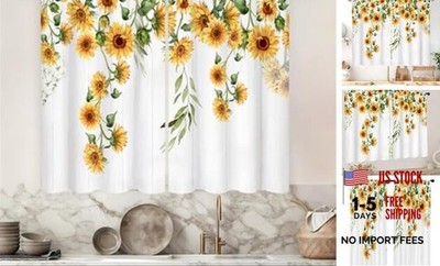Sunflower Country Kitchen Curtains 27.5''W x 39''L (Pack of 2) 04 Wood Sunflower