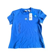 Adidas Originals Trefoil Logo Blue T Shirt Women XS Casual Athletic Tee NWT 25