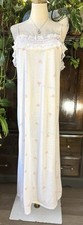 M VINTAGE Gilead White Baby Pink Roses Lace Cottage Core Nightgown Maxi Long