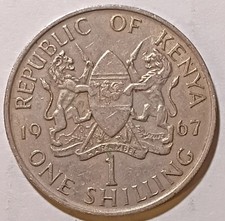 Republic of Kenya - 1967 One Shilling Without Legend Mzee Jomo Kenyatta