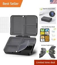 Durable Magnetic Pill Organizer in Elegant Black - Perfect for Supplements