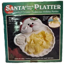 Vintage Santa Claus Chip and Dip Platter With  Box  Never used. 13 1/2” X 12”