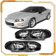 For 1998-2002 Chevy Camaro Z28 Headlight Assembly Pair Black Housing Replacement