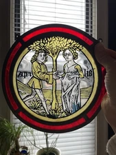 German Stained Glass Roundel Hans Schonsperger Medieval 1487 Augsberger Kalender