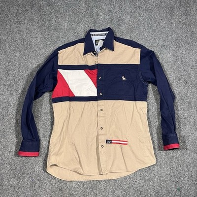 VTG US Western Shirt Mens Medium Color Block Rodeo Cowboy Patriotic