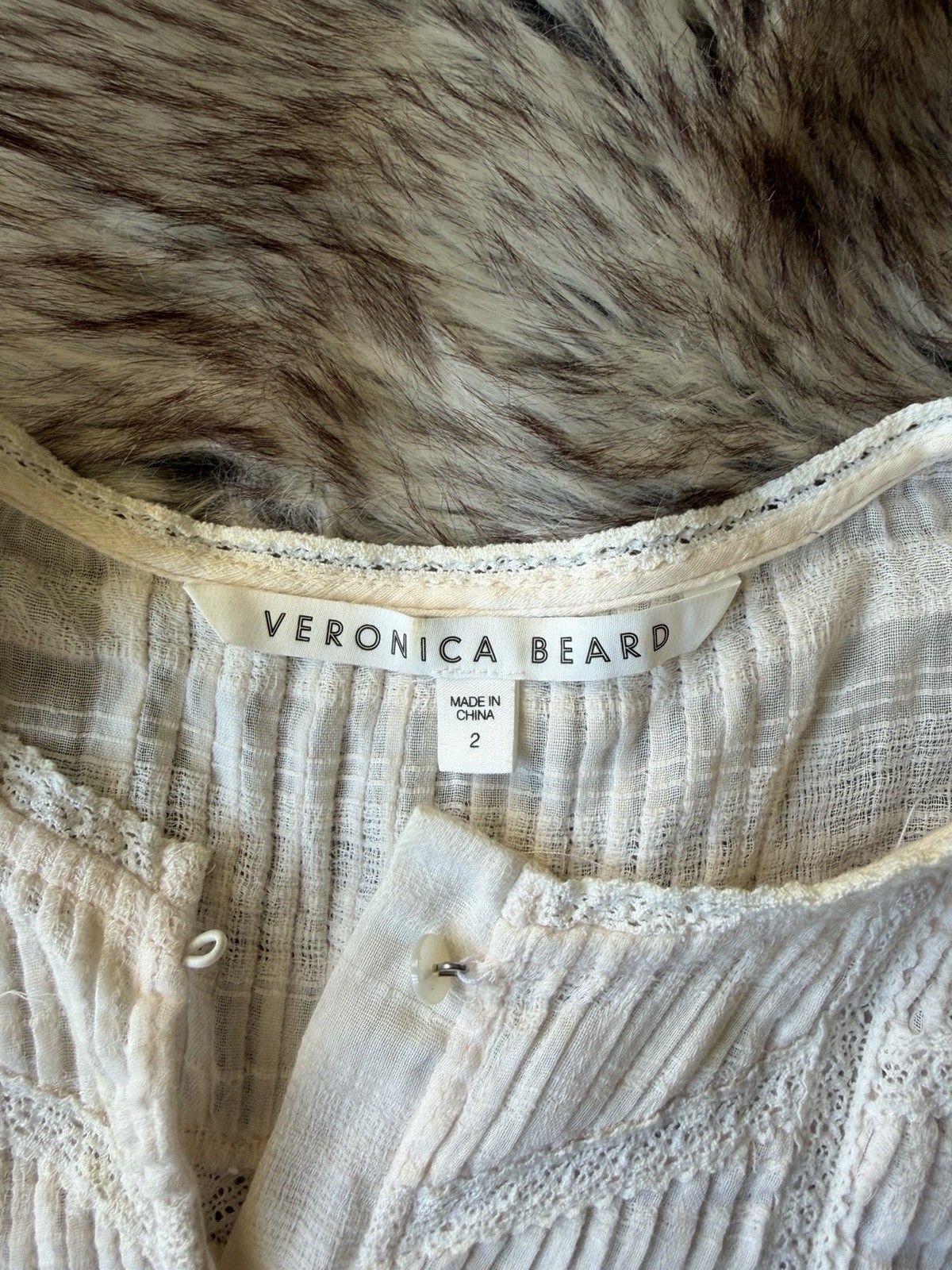 Veronica Beard White Ruffle Pleated Button Flutte… - image 4