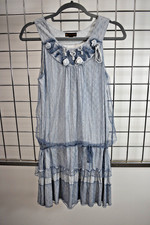 Designer Blue White Lace Girls Fancy Dress Size 14 Youth On Sale