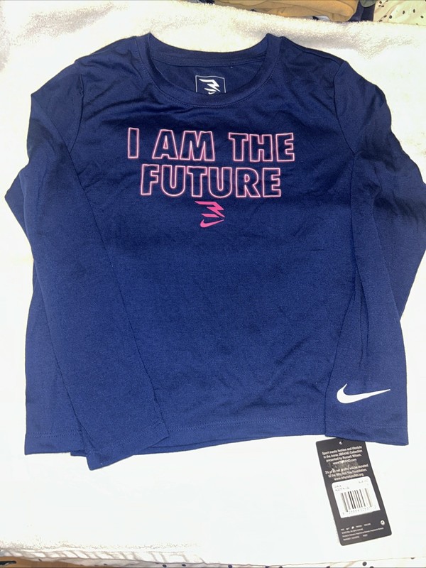 NWT Nike Girls Long Sleeve Navy Tshirt Size L (12-13 Years) I Am The Future
