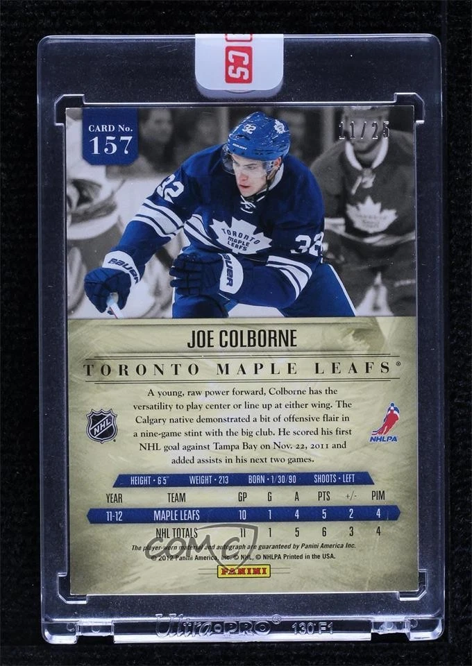 2011-12 Panini Prime Auto Gold /25 Joe Colborne #157 Rookie Patch RC - Image 2 of 2