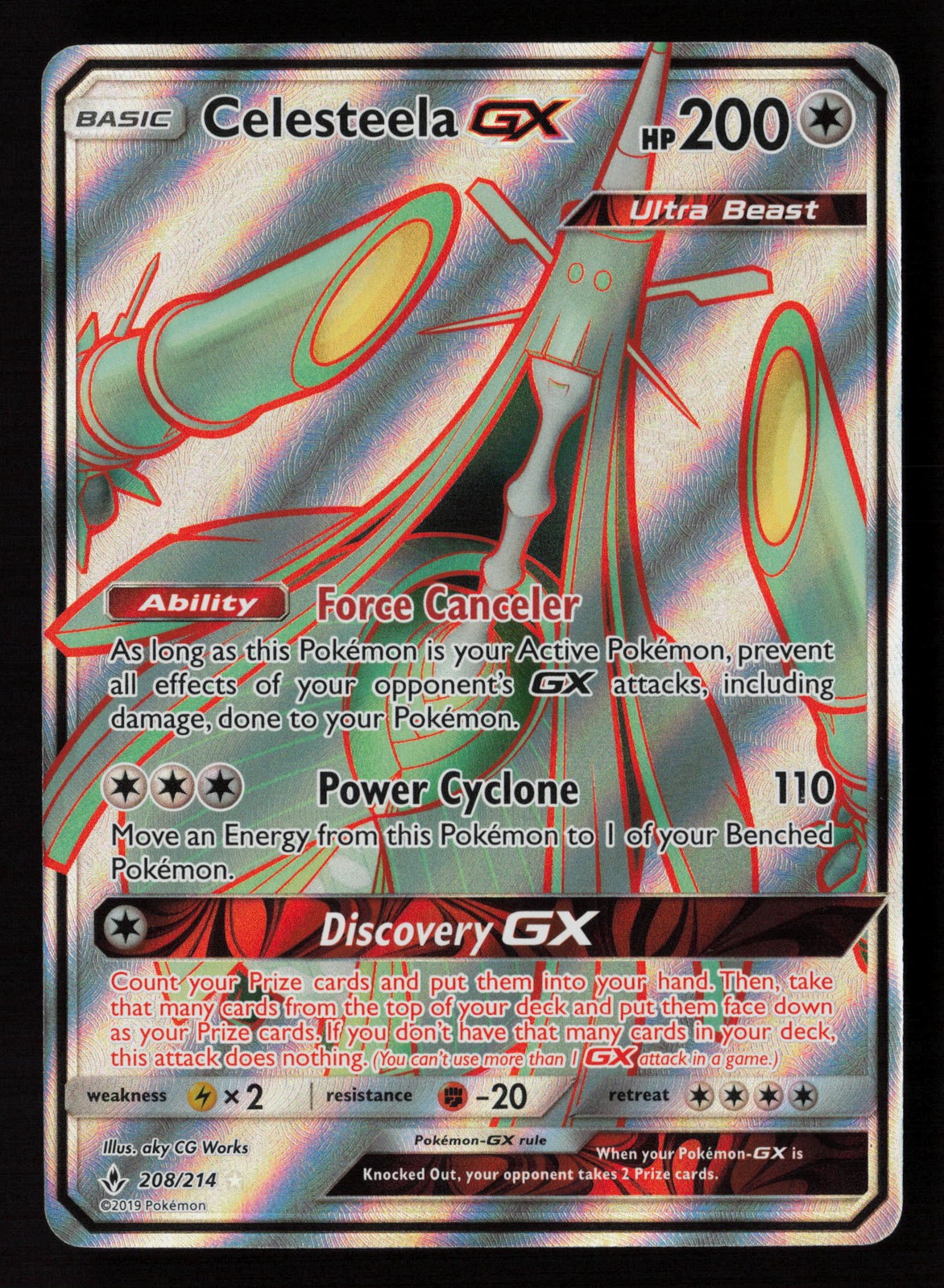 Celesteela GX (Full Art) 208/214 SM - Unbroken Bonds Pokémon TCG NM