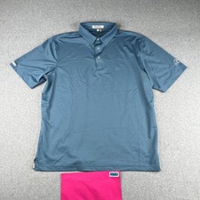 Straight Down Polo Shirt Large Blue UPF15 Lightweight Golf Performance Casual