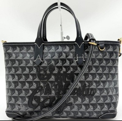 Anya Hindmarch Eyes Monogram PVC Shoulder Tote Bag Black 2Way, Used Japan