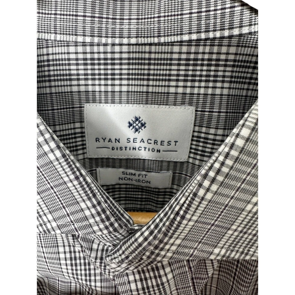 Ryan Seacrest Slim Fit Non-Iron Long Sleeve Button Down Shirt Men's Sz 17 34/35 - Image 3 of 4