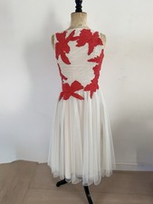 Tory Birch Dress Tulle Red flowers Fit & Flare Catwalk Dress Brand US 6 = UK 10 