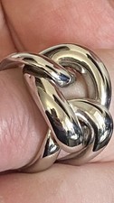 DKNY  Silver Tone Interlocking Link Ring Steel. Size M With Original Box Etc