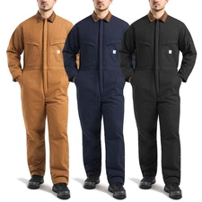 HISEA Men Insulated Coveralls Loose Fit Canvas Jumpsuit Water Resistant Workwear