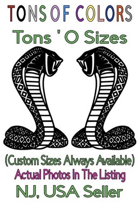 TWO Super Snake Cobra Die Cut Vinyl Decals (L/R Pair) Shelby Ford Mustang Bronco