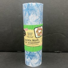 Crafter's Square Decorative Sparkle Mesh 6" x 3 yards Clear w/ Blue Snow Flake