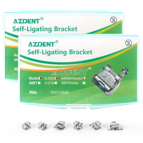 AZDENT Dental Self-Ligating Bracket Buccal Tube MBT Roth 0.022 Hooks 345/Tool - Picture 31 of 52