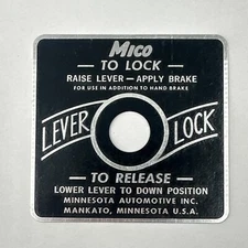 MICO Vintage Lever Lock Indicator Plate Mankato USA OEM Original Parts