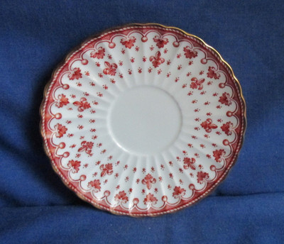 Spode, Untertasse 12 cm, Fleur de Lys rot, weitere, Bone China